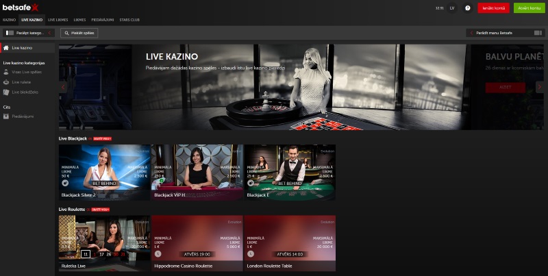 Spēļu pieredzi ar Betsafe live kazino