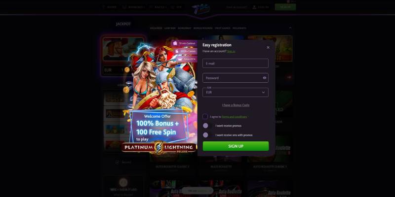 Reģistrējieties tagad vietnē 7BitCasino