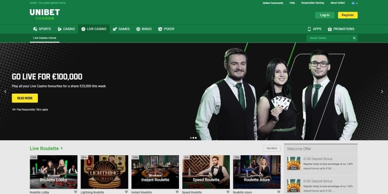 Spēļu pieredzi ar Unibet live kazino